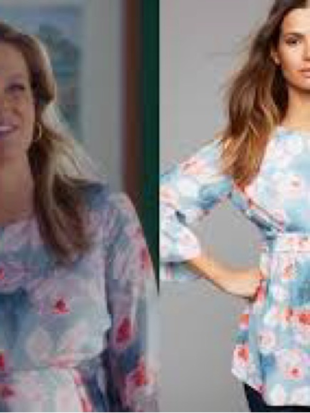 A Pea in the Pod Light Blue Floral Tie-Waist Maternity Top. Small